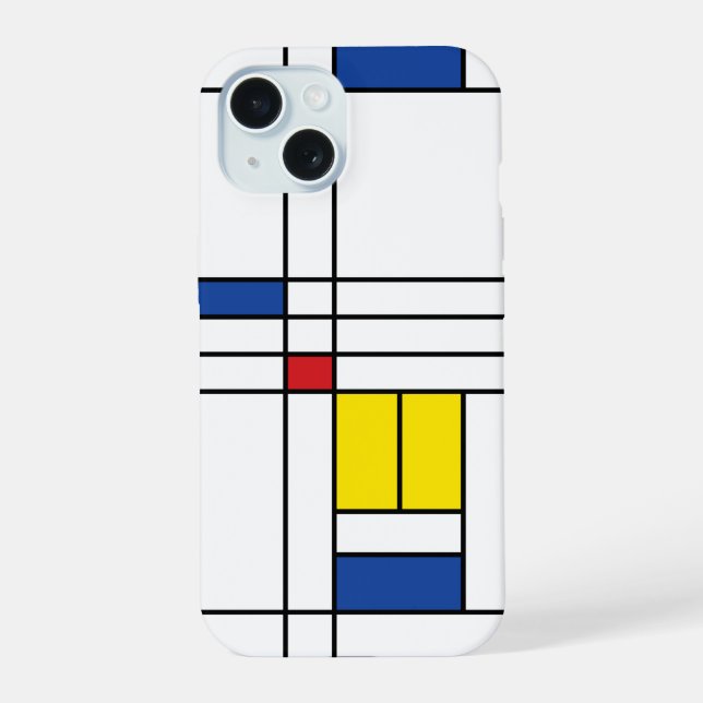 Mondrian II Minimalistisch De Stijl Modernes Art D iPhone 15 Hülle (Rückseite)