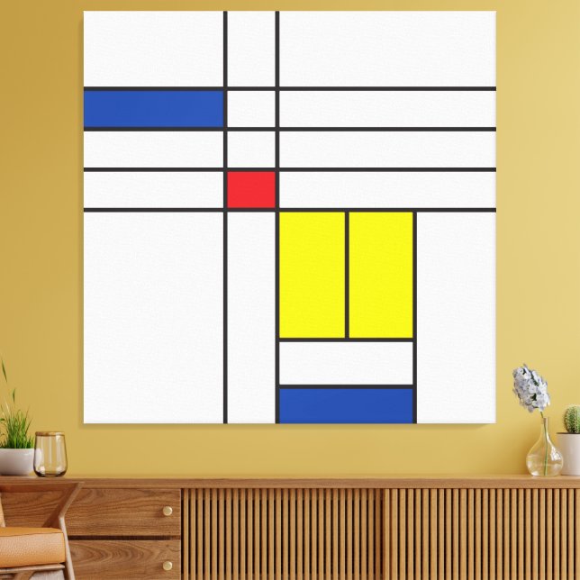 Mondrian II Minimalistisch De Stijl Modernes Art D Leinwanddruck (Insitu (Wohnzimmer))