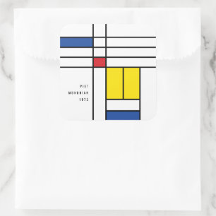 Mondrian II Minimalistisch De Stijl Modernes Art D Quadratischer Aufkleber