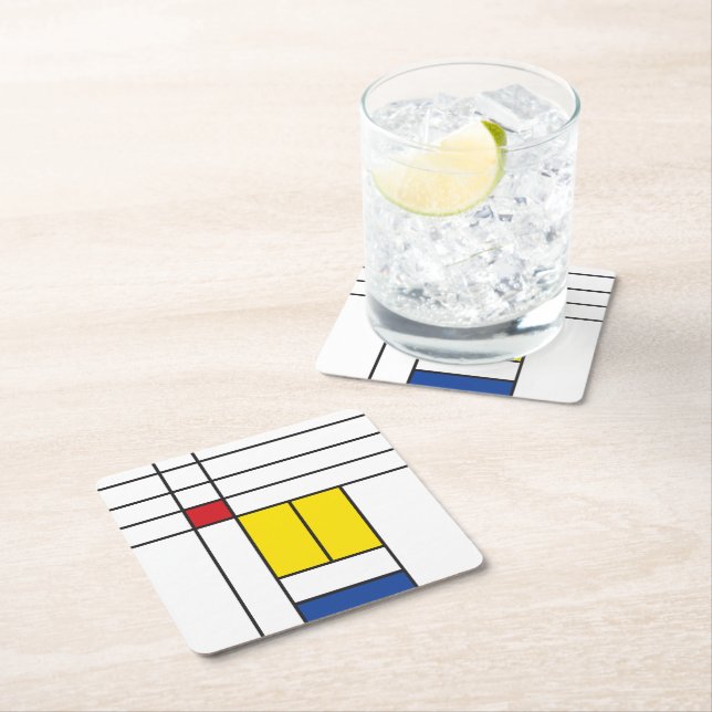 Mondrian II Minimalistisch De Stijl Modernes Art D Rechteckiger Pappuntersetzer (Vor Ort)