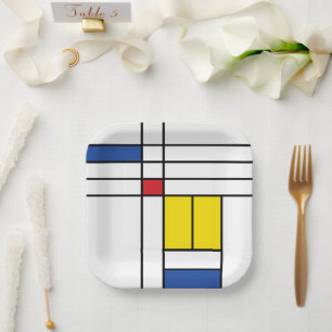 Mondrian II Minimalistischer De Stijl Moderne Kuns Pappteller