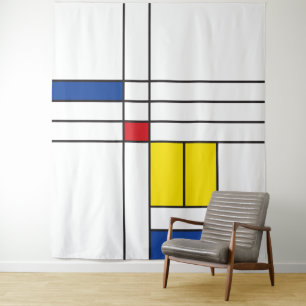 Mondrian II Minimalistischer De Stijl Moderne Kuns Wandteppich