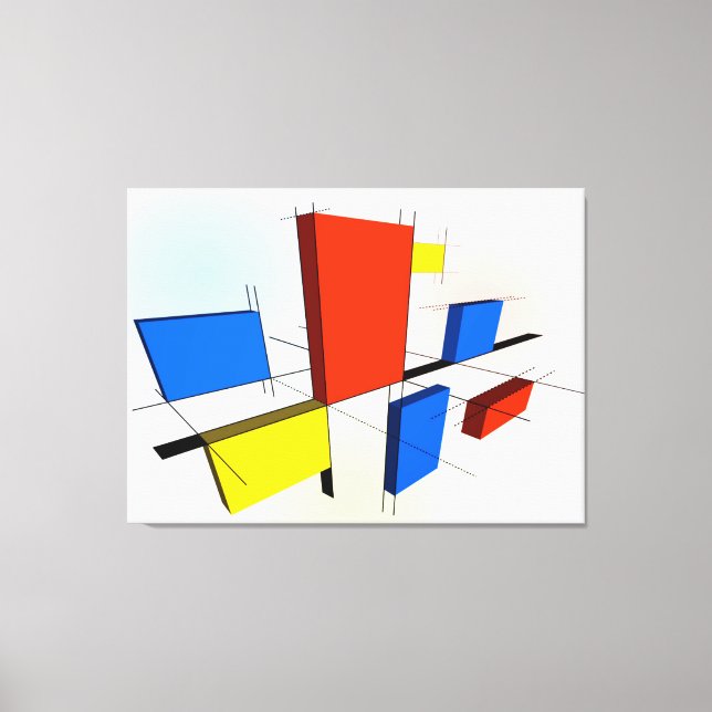 Mondrian Inspiriert 3D Leinwanddruck (Vorderseite)