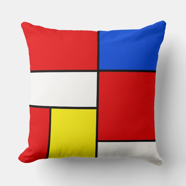 Mondrian Inspiriert Abstrakt Art Throw Kissen (Vorderseite)