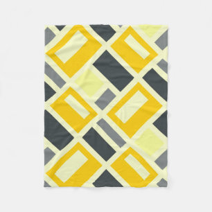 MONDRIAN INSPIRIERT - GELB & GRAU FLEECEDECKE