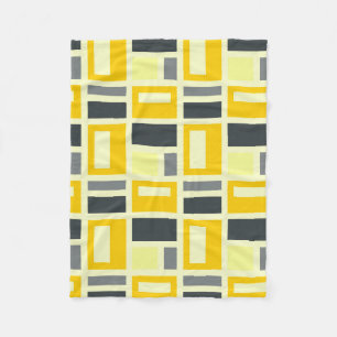 MONDRIAN INSPIRIERT - GELB & GRAU FLEECEDECKE
