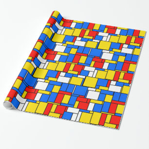 Mondrian Inspiriert Style Red Blue Yellow Pattern Geschenkpapier