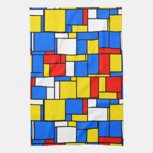 Mondrian Inspiriert Style Red Blue Yellow Pattern Handtuch