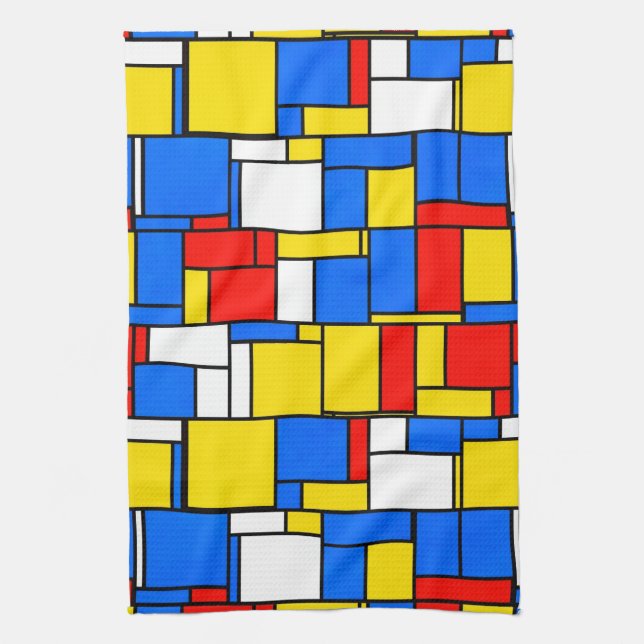 Mondrian Inspiriert Style Red Blue Yellow Pattern Handtuch (Vertikal)