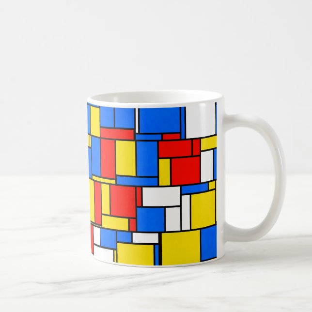 Mondrian Inspiriert Style Red Blue Yellow Pattern Tasse (Rechts)