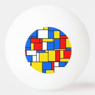 Mondrian Inspiriert Style Red Blue Yellow Pattern Tischtennisball