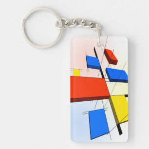 Mondrian inspirierte 3D Schlüsselanhänger