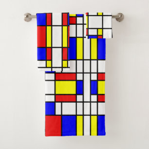 Mondrian inspirierte badhandtuch set