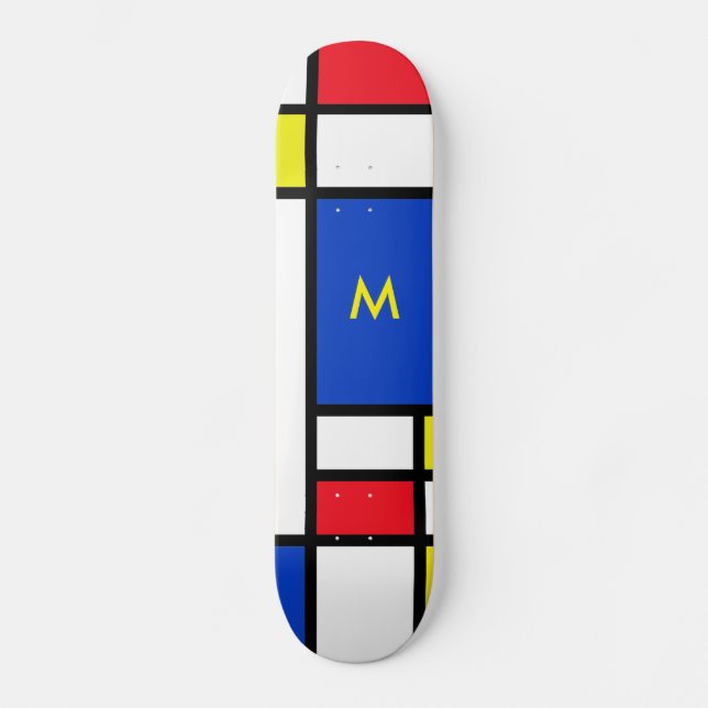 Mondrian inspirierte geometrischer skateboard (Vorderseite)