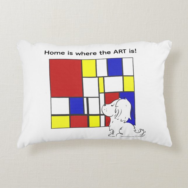 Mondrian inspirierte Kamille Dekokissen (Vorderseite)