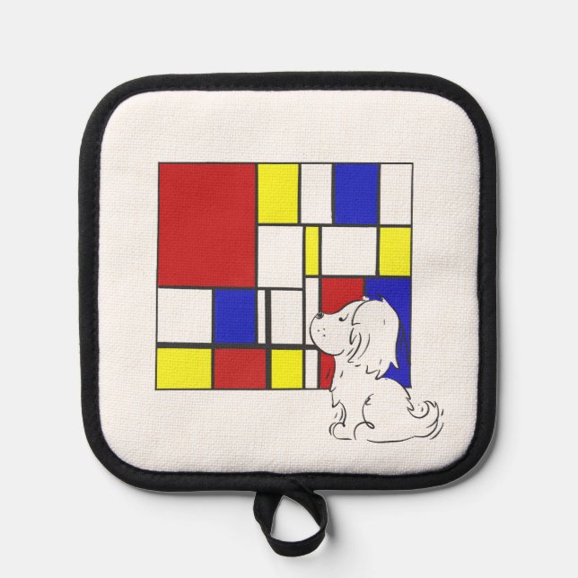 Mondrian inspirierte Kamille Topflappen (Vorderseite)