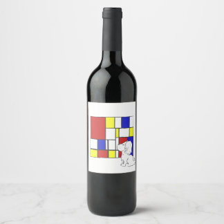 Mondrian inspirierte Kamille Weinetikett