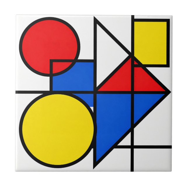 Mondrian-Komposition in Primärfarben Fliese (Vorderseite)