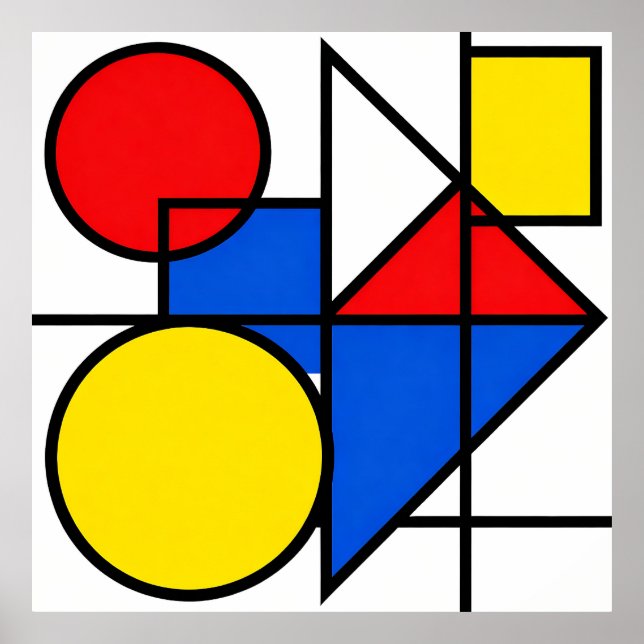 Mondrian-Komposition in Primärfarben Poster (Vorne)