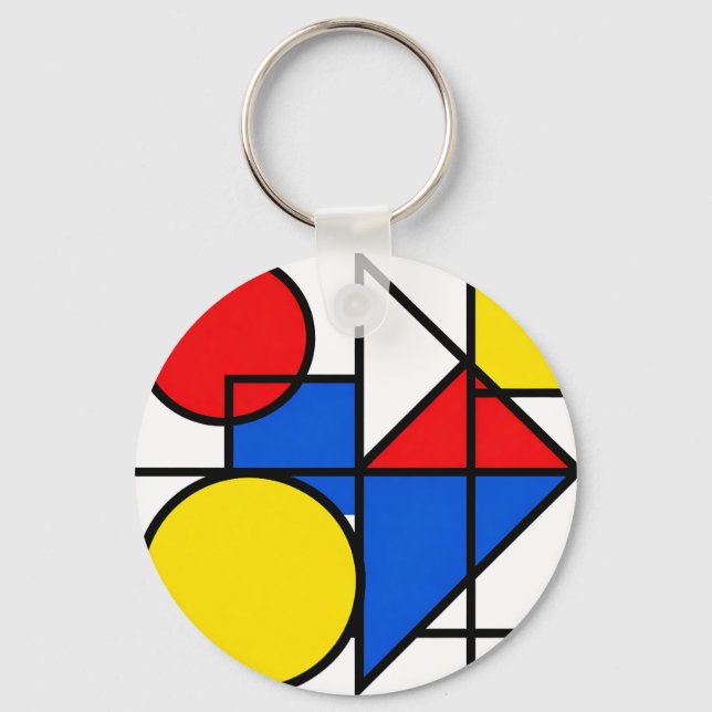 Mondrian-Komposition in Primärfarben Schlüsselanhänger (Vorderseite)