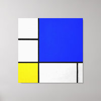 MONDRIAN - KOMPOSITION mit BLAU, WEISS und GELB