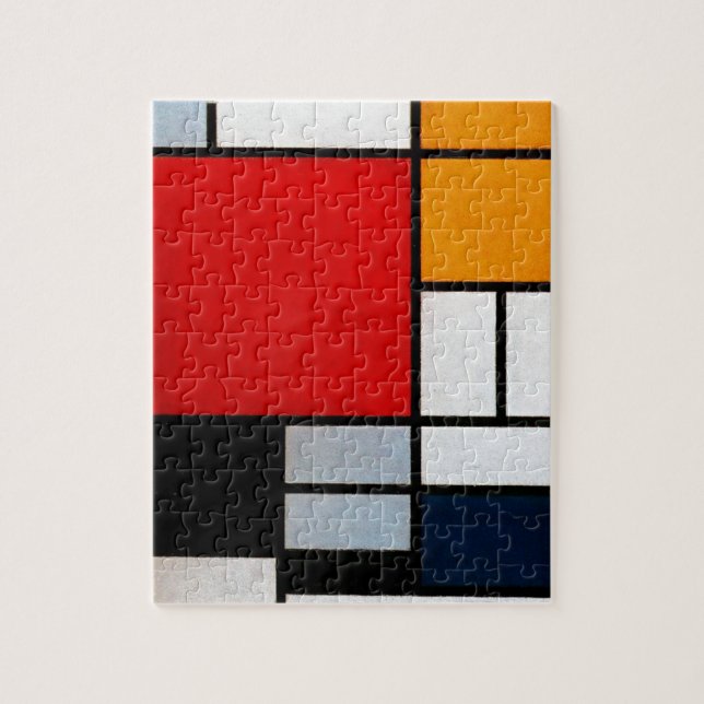 Mondrian - Komposition mit großem rotem Flugzeug Puzzle (Vertikal)