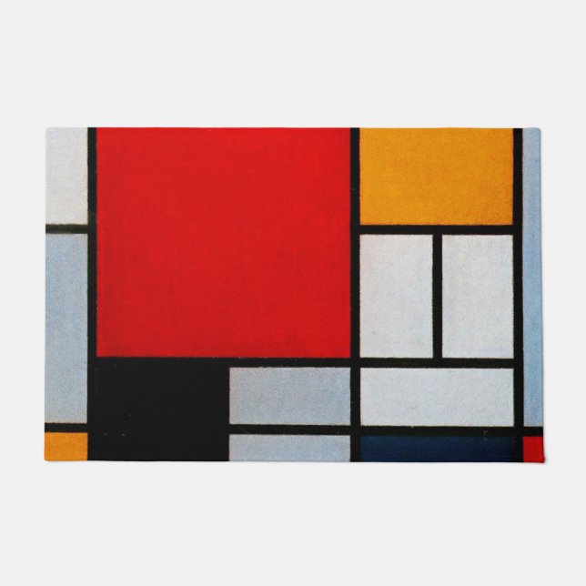 Mondrian - Komposition mit großer roter Ebene Fußmatte (Vorderseite)