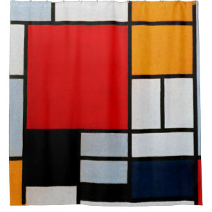 Mondrian - Komposition mit rotem Flugzeug Duschvorhang