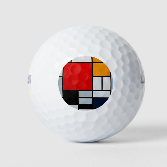 Mondrian - Komposition mit rotem Flugzeug Golfball (Vorderseite)