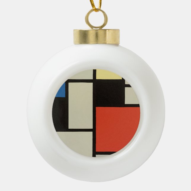 Mondrian Komposition Moderne Abstrakte Malerei Art Keramik Kugel-Ornament (Vorderseite)