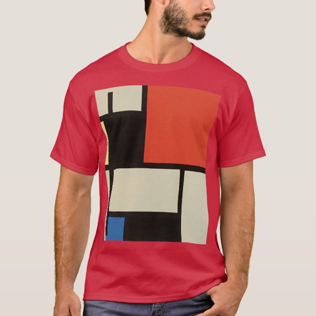 Mondrian-Komposition Moderner Abstrakter Kardinal T-Shirt (Vorderseite)