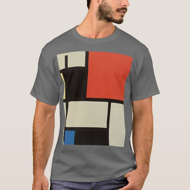 Mondrian-Komposition Modernes Abstraktes Dunkles G T-Shirt (Vorderseite)