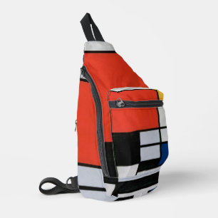 Mondrian Komposition Red Yellow Blue Black Crossbody Bag