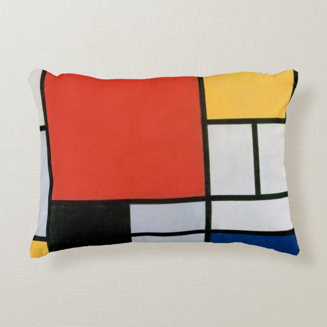 Mondrian Komposition Red Yellow Blue Black Dekokissen (Vorderseite)