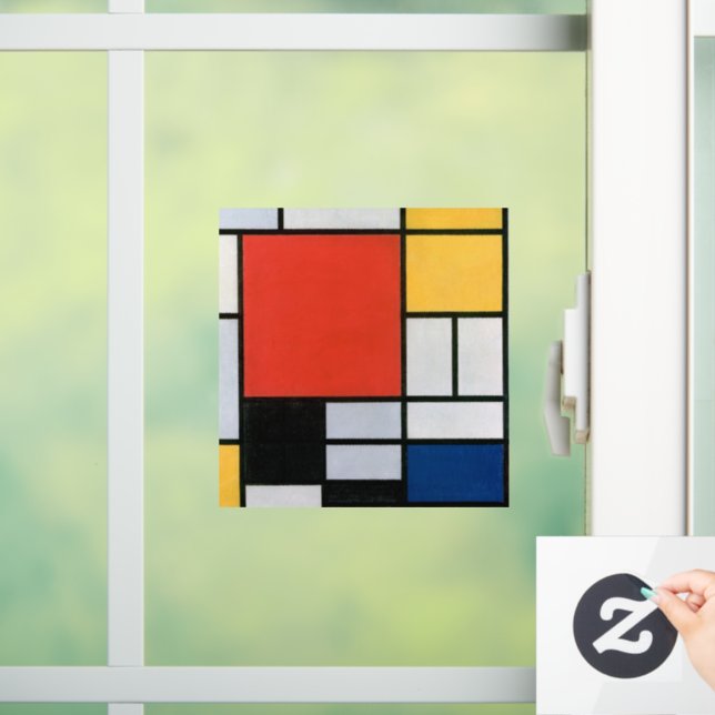 Mondrian Komposition Red Yellow Blue Black Fensteraufkleber (Zuhause)