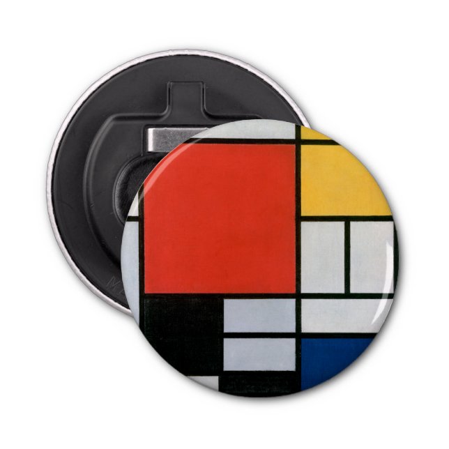 Mondrian Komposition Red Yellow Blue Black Flaschenöffner (Vorderseite)