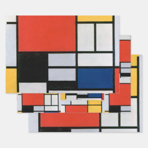 Mondrian Komposition Red Yellow Blue Black Geschenkpapier Set