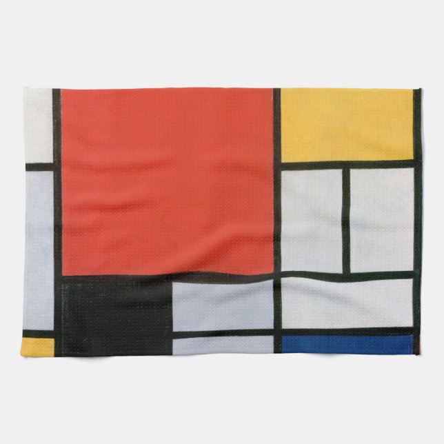Mondrian Komposition Red Yellow Blue Black Geschirrtuch (Horizontal)