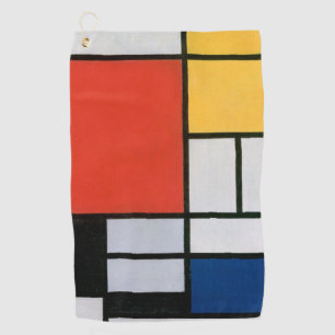 Mondrian Komposition Red Yellow Blue Black Golfhandtuch