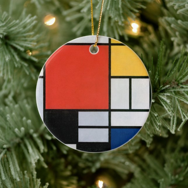 Mondrian Komposition Red Yellow Blue Black Keramik Ornament (Baum)