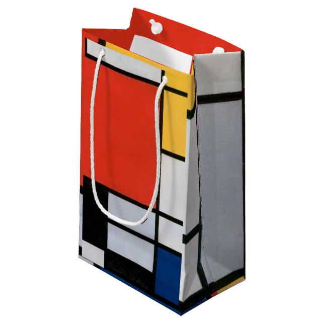 Mondrian Komposition Red Yellow Blue Black Kleine Geschenktüte (Vorderseite Schrägansicht)