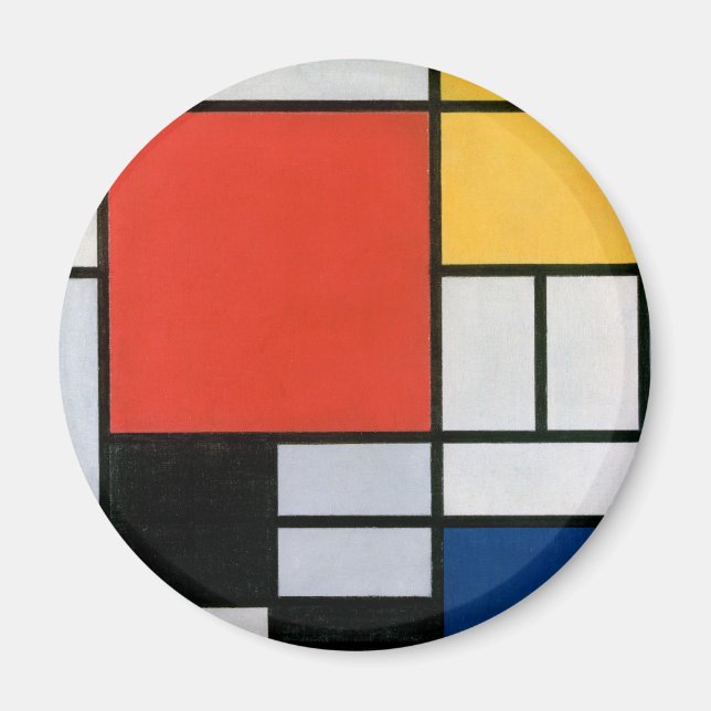 Mondrian Komposition Red Yellow Blue Black Magnet (Vorne)