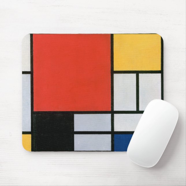 Mondrian Komposition Red Yellow Blue Black Mousepad (Mit Mouse)