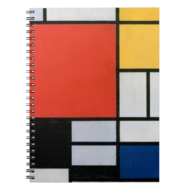 Mondrian Komposition Red Yellow Blue Black Notizblock (Vorderseite)
