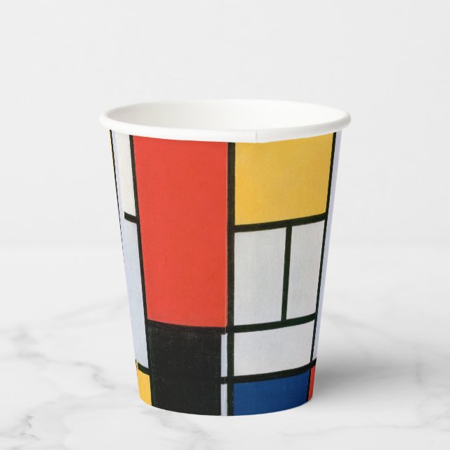 Mondrian Komposition Red Yellow Blue Black Pappbecher (Rechts)