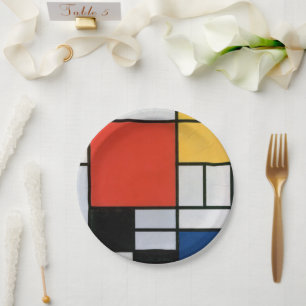 Mondrian Komposition Red Yellow Blue Black Pappteller