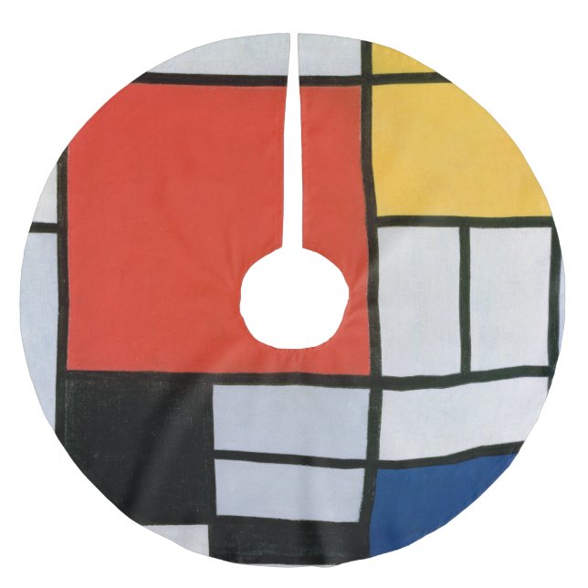 Mondrian Komposition Red Yellow Blue Black Polyester Weihnachtsbaumdecke (Vorderseite)