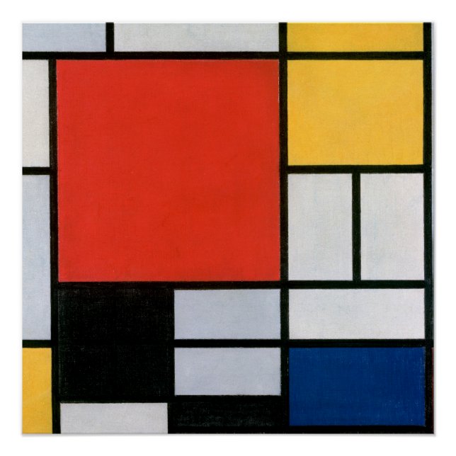 Mondrian Komposition Red Yellow Blue Black Poster (Vorderseite)