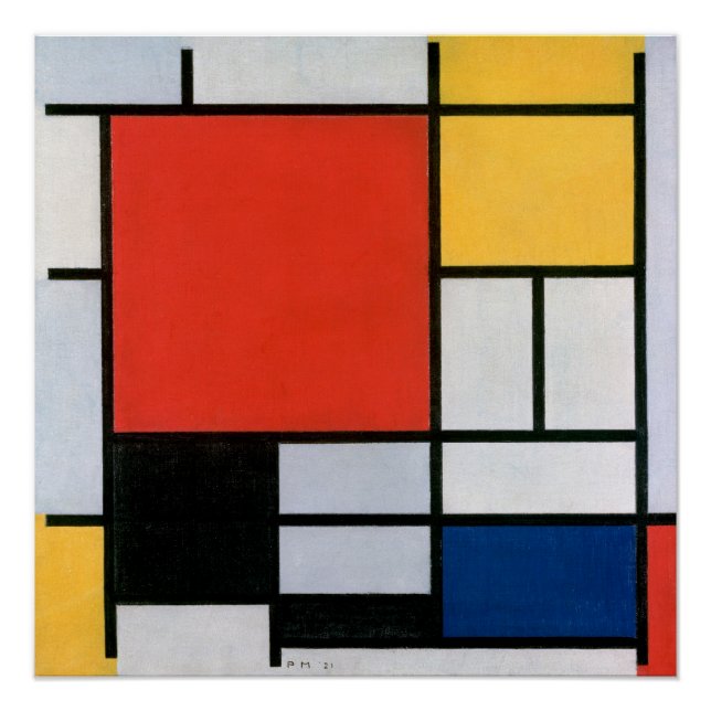 Mondrian Komposition Red Yellow Blue Black Poster (Vorderseite)