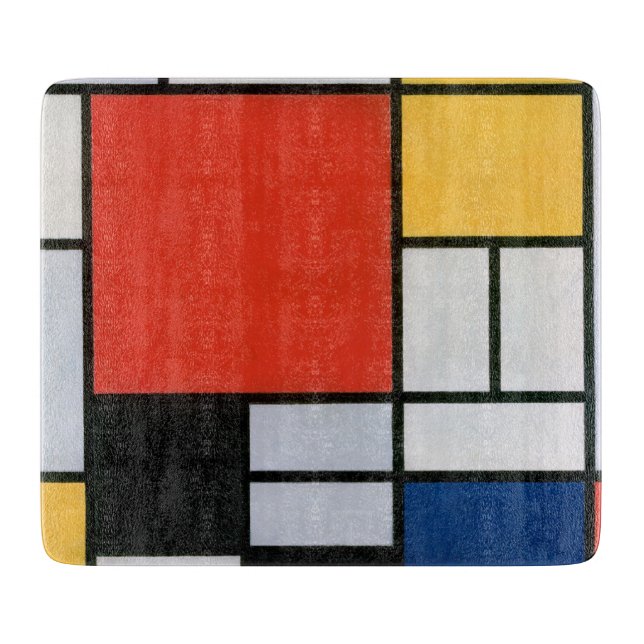 Mondrian Komposition Red Yellow Blue Black Schneidebrett (Vorderseite)